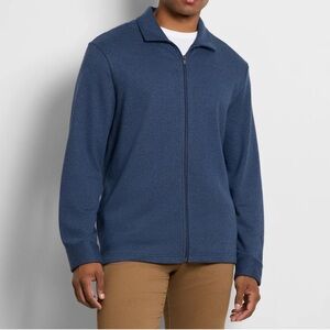 Men's Navy Zip-Up Soft Jacket With Pockets Van Heusen Size XL